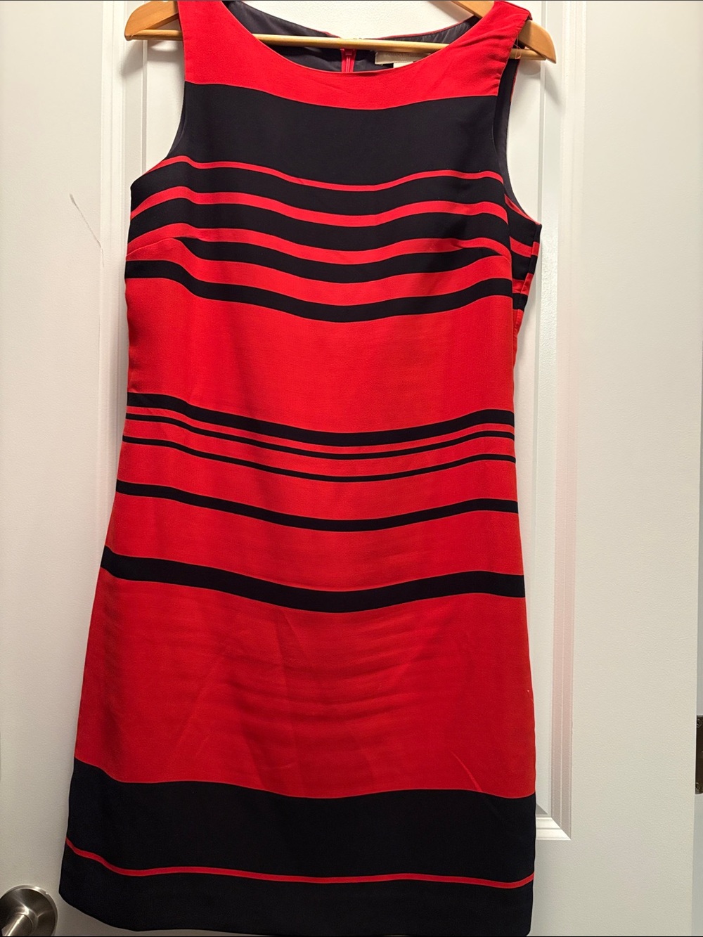 Banana Republic Red and Black Striped Sleeveless Shift Dress- Fully lined
